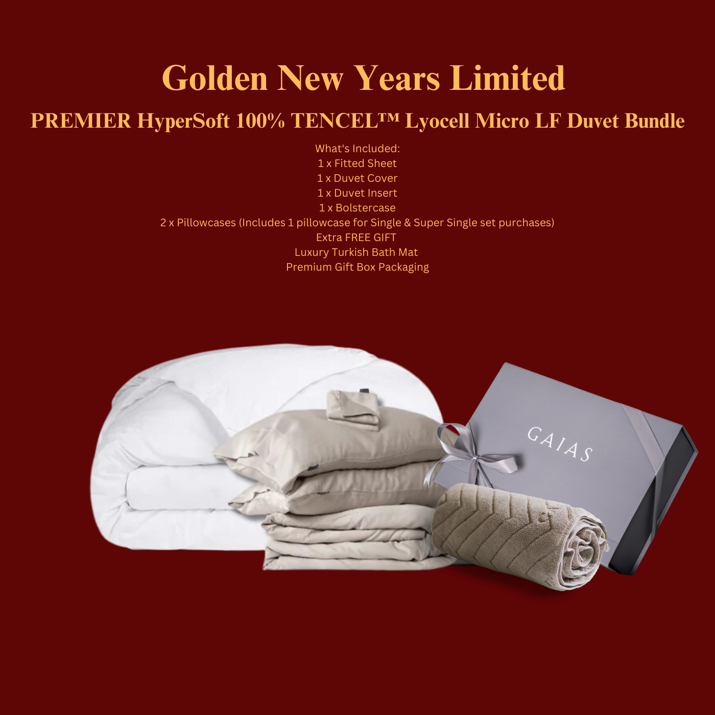 Golden New Years | PREMIER HyperSoft 100% TENCEL™ Lyocell Micro LF Duvet Bundle