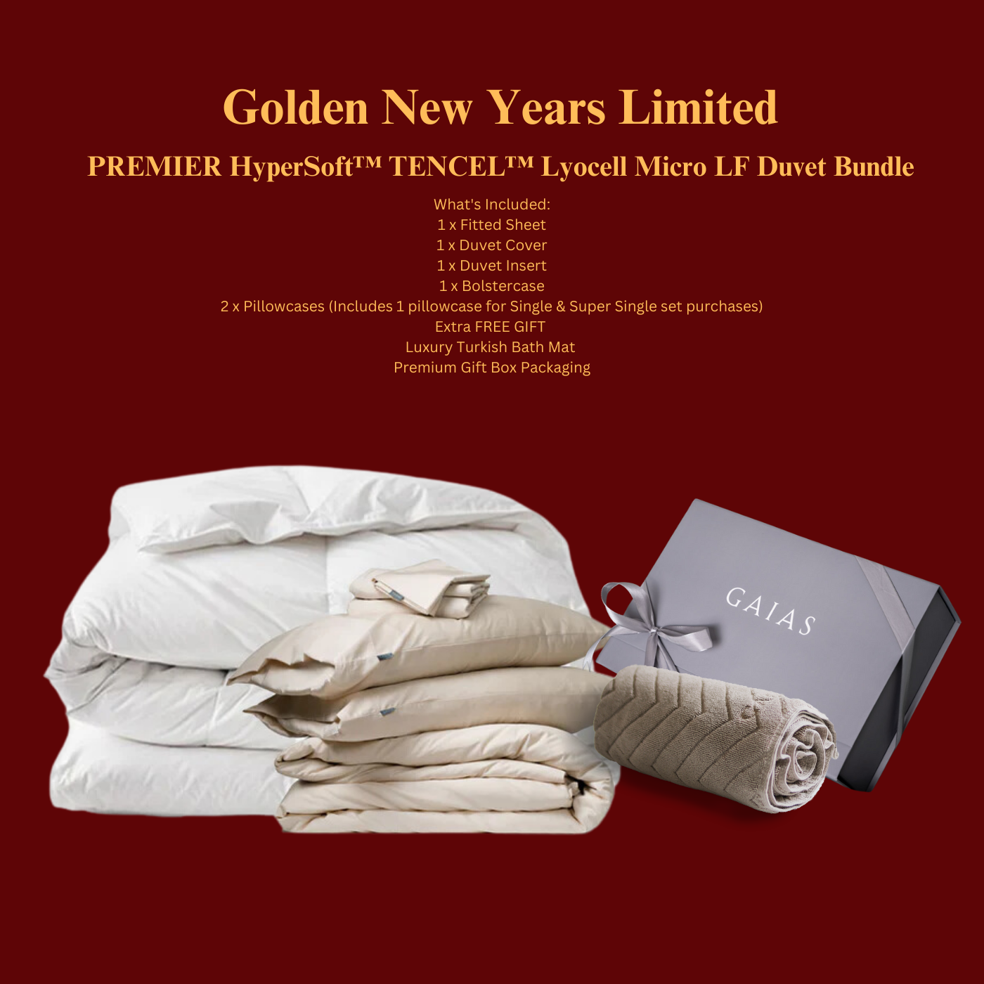 Golden New Years |  PREMIER HyperSoft™ TENCEL™ Lyocell Micro LF Duvet Bundle