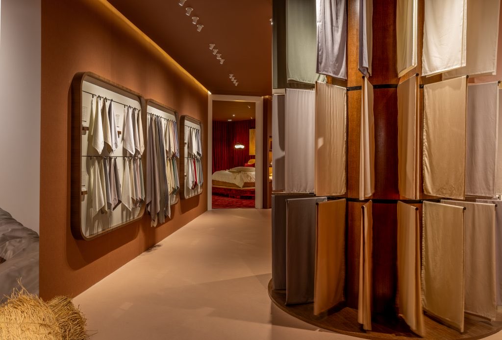 The terracotta gallery, with the fabric carousel at the far end